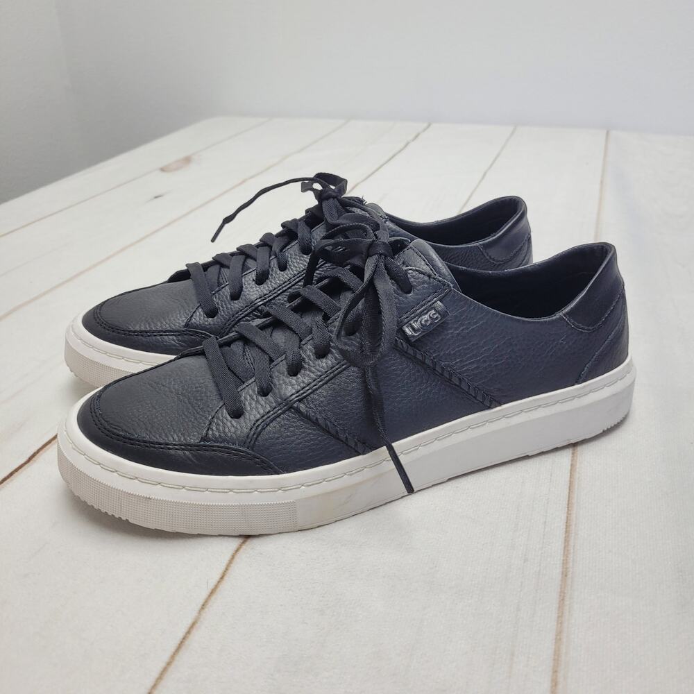 Ugg Alameda black leather lace low sneakers shoes